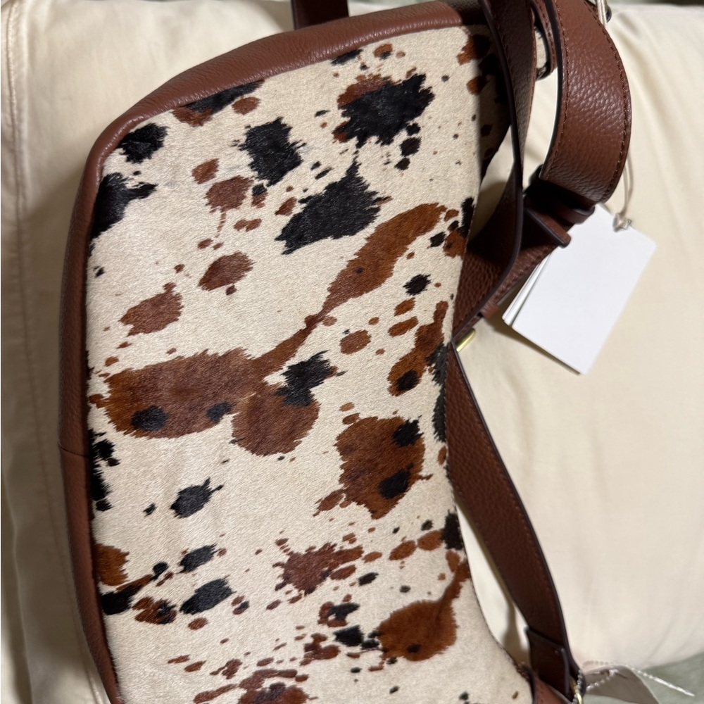 Brown and Black Cowhide Crossbody Bag